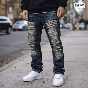 SOUTHPOLE Y2K DISTRESSED MOTO JEANS SIZE 34